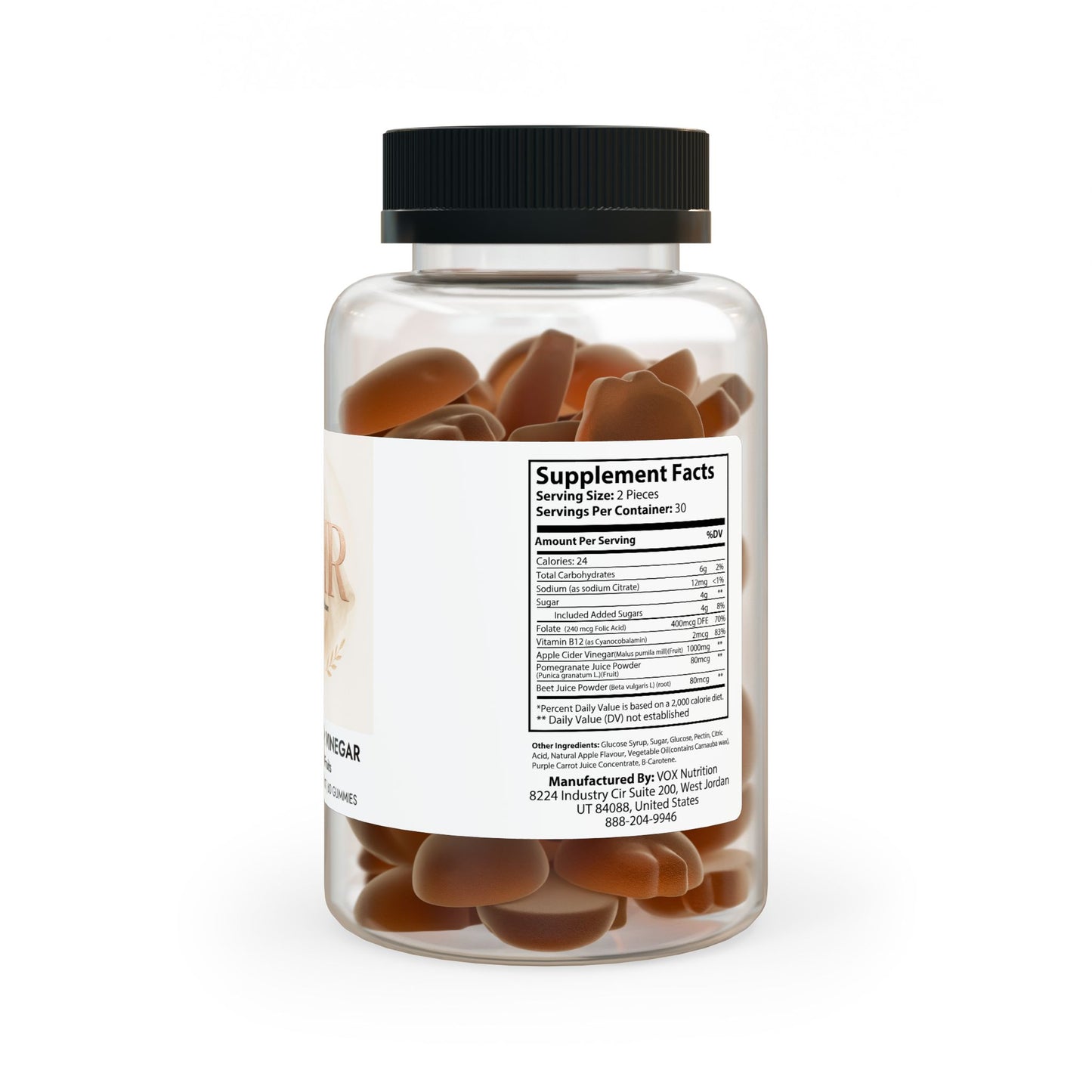 Cleanse & Crown Apple Cider Vinegar Gummies (60 Gummies)